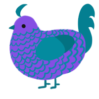 A blurple and sea chicken with a lace pattern