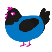 A sapphire and sable chicken with a head pattern