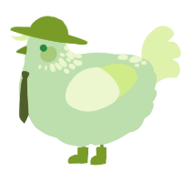 A gluppy and apple chicken with a neck-speckle pattern