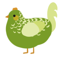 A chartreuse and lemon chicken with a half-lace pattern