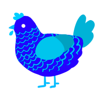 Ziggy, a indigo and sea chicken with a lace pattern