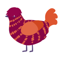 Sunset, a maroon and vermilion chicken with a bar pattern