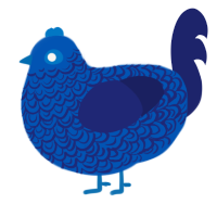 A ultramarine and navy chicken with a double-lace pattern