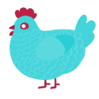 A aqua chicken with a lace pattern