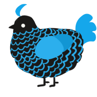 A sable and sky chicken with a lace pattern