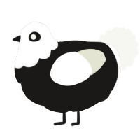 A sable and white chicken with a head pattern
