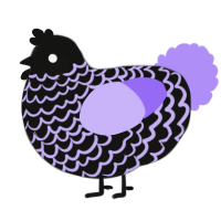 A black and lilac chicken with a lace pattern