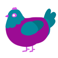 A plum and sea chicken with a head pattern