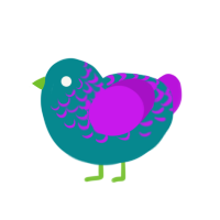 Minecraft Zombie, a teal and amethyst chicken with a half-lace pattern