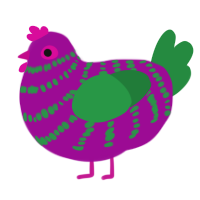 A plum and viridian chicken with a bar pattern
