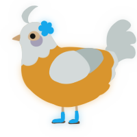 A orange and silver chicken with a head pattern