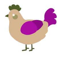 A beige and plum chicken