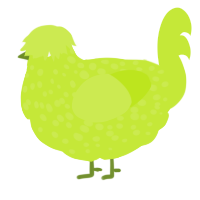 A lime chicken with a speckle pattern
