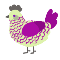 Evil Chuckling, a apple and plum chicken with a lace pattern