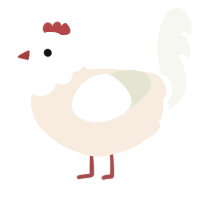A cream and white chicken with a head pattern