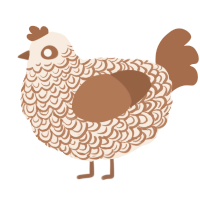 A cream and brown chicken with a double-lace pattern