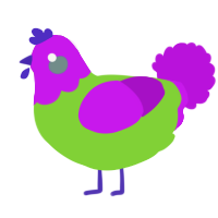 A grass and amethyst chicken with a head pattern