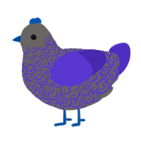 A grey and indigo chicken with a double-lace pattern