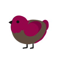 vocaloid turd, a bark and maroon chicken with a head pattern