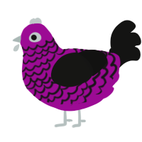 A plum and black chicken with a lace pattern