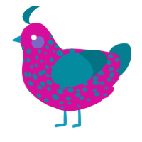 A fuchsia and sea chicken with a speckle pattern