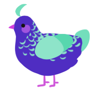 A indigo and mint chicken with a half-lace pattern