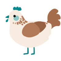 A cream and brown chicken with a neck-speckle pattern
