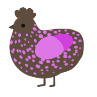 A bark and orchid chicken with a speckle pattern