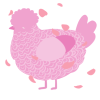 A pink chicken with a double-lace pattern