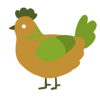 A gold and chartreuse chicken with a neck-speckle pattern