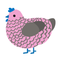 A pink and grey chicken with a lace pattern