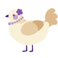 A cream and beige chicken with a neck-speckle pattern
