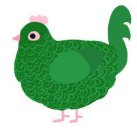 A leaf and viridian chicken with a double-lace pattern