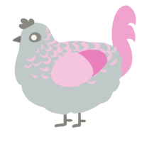 A silver and pink chicken with a half-lace pattern