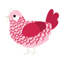 A rose and crimson chicken with a lace pattern