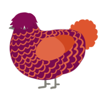A wine and vermilion chicken with a lace pattern