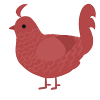 A red chicken with a lace pattern