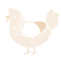 A cream chicken with a half-lace pattern