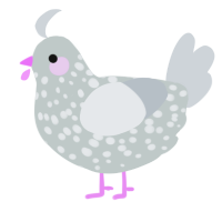 A silver and mist chicken with a speckle pattern