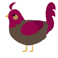 A bark and maroon chicken with a head pattern
