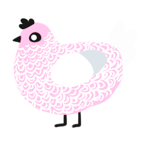 A pink and mist chicken with a double-lace pattern