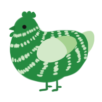 A viridian and gluppy chicken with a bar pattern