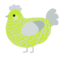A lime and silver chicken with a lace pattern