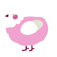 A pink and white chicken with a head pattern