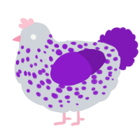 A mist and violet chicken with a speckle pattern