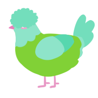 A grass and mint chicken with a head pattern