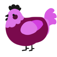A wine and orchid chicken with a head pattern