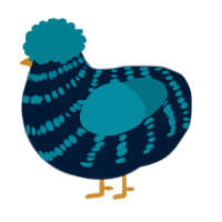 A tumblr and sea chicken with a bar pattern
