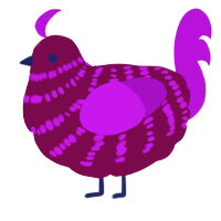 A wine and amethyst chicken with a bar pattern