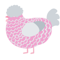 A pink and mist chicken with a lace pattern
